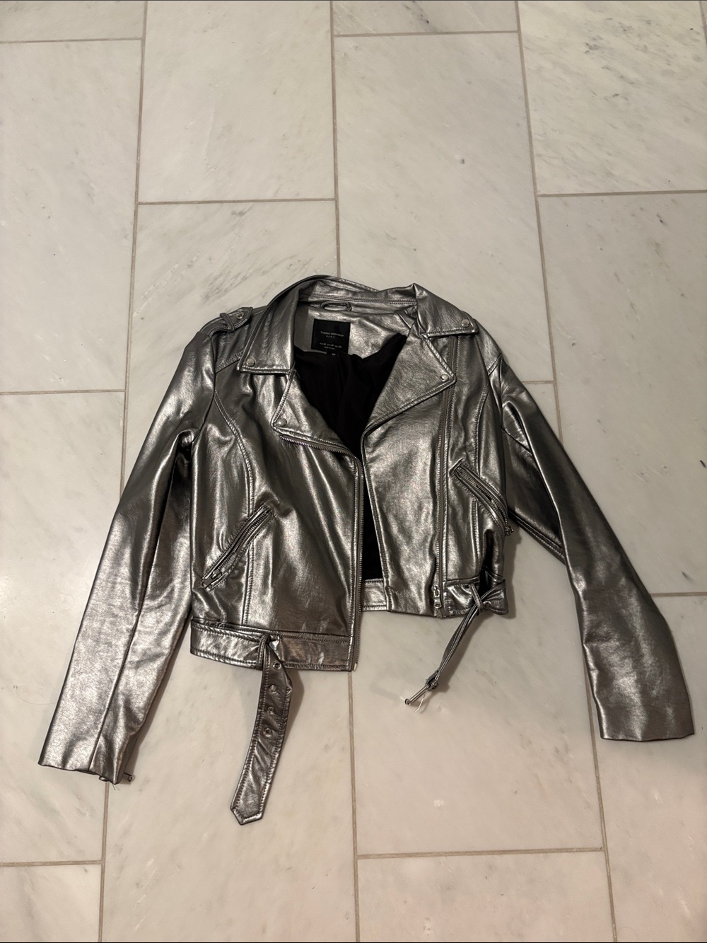 Zara Metallic Silver Moto Jacket - Women